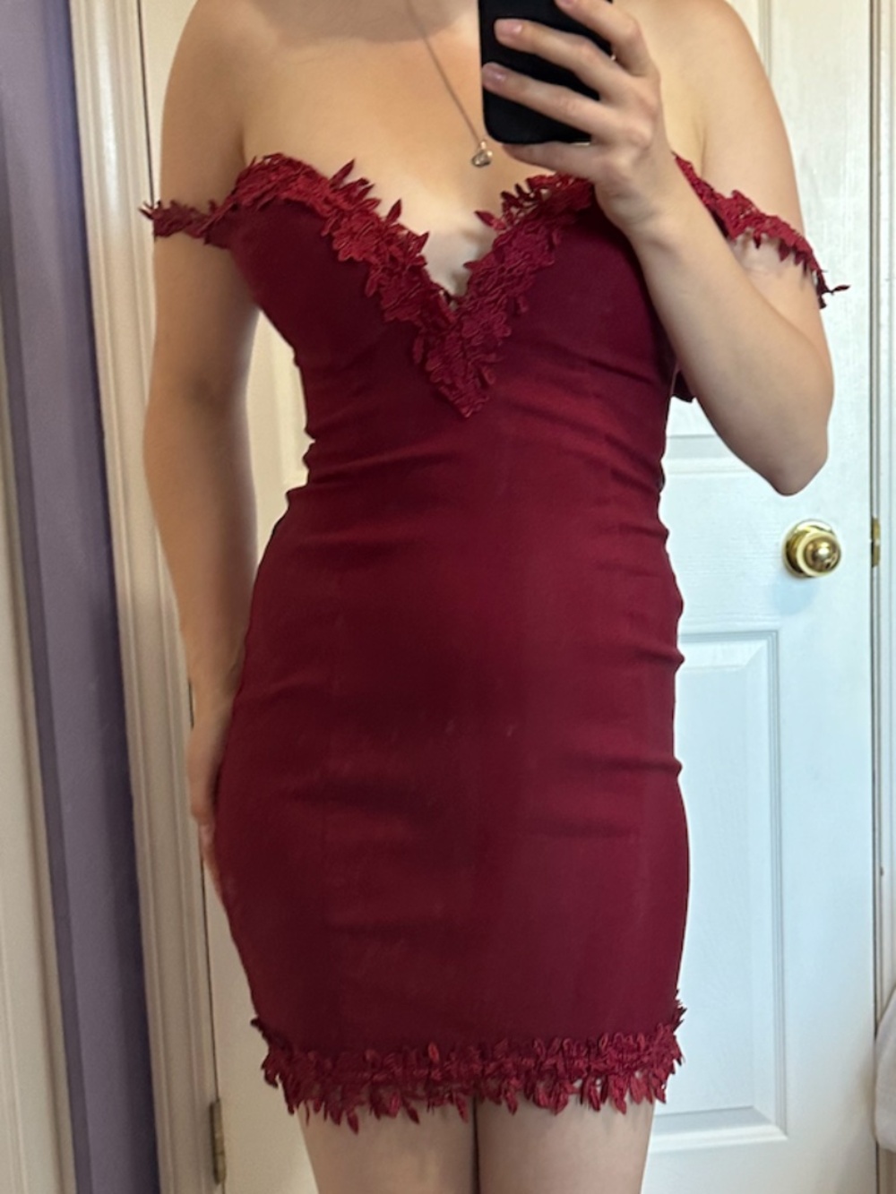Rare London Dark Red Mini Sweetheart Neckline Dress (Small / 4)